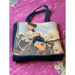 St John's Bay 9" Western Pin up Rodeo Queen Denim Tote